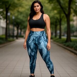 Spanx Active Leggings Marble Print High Waisted Tummy Control Plus Size 3X($98)‎